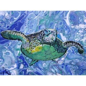 Sea Turtle 5"x7" Greeting Cards Set of 5 Acid Free Art Print Abstract